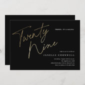Minimalistisch Script Zwart en Goud 29e verjaardag Kaart (Voorkant / Achterkant)