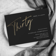 Minimalistisch script zwart en goud 30ste verjaard
