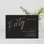 Minimalistisch script zwart en goud 40ste verjaard kaart (Staand voorkant)