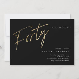 Minimalistisch script zwart en goud 40ste verjaard kaart