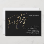 Minimalistisch script zwart en goud 50ste verjaard kaart (Voorkant)
