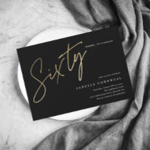 Minimalistisch script zwart en goud 60ste verjaard