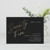 Minimalistisch script zwart en goud 75ste verjaard kaart (Staand voorkant)