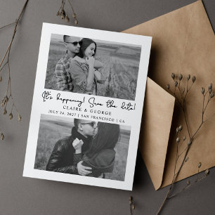 Minimalistisch Script Zwart en Wit 2 Foto's Save The Date