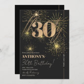 Minimalistisch Script Zwart & Goud 30e Verjaardags Kaart (Voorkant / Achterkant)