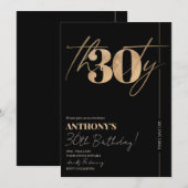 Minimalistisch Script Zwart & Goud 30e Verjaardags Kaart (Voorkant / Achterkant)