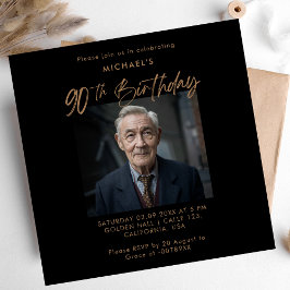 Minimalistisch Script Zwart & Goud 90ste foto Verj Kaart