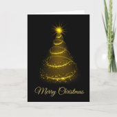 Minimalistisch Script Zwart & Goud Kerstboom Kaart (Voorkant)