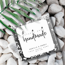 Minimalistisch script zwart handgemaakte zeep labe vierkante sticker