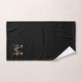 Minimalistisch Script Zwart Metallic Gold Monogram Bad Handdoek (Handdoek)