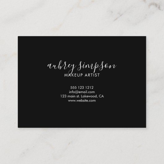 Minimalistisch script: zwart visitekaartje (Achterkant)