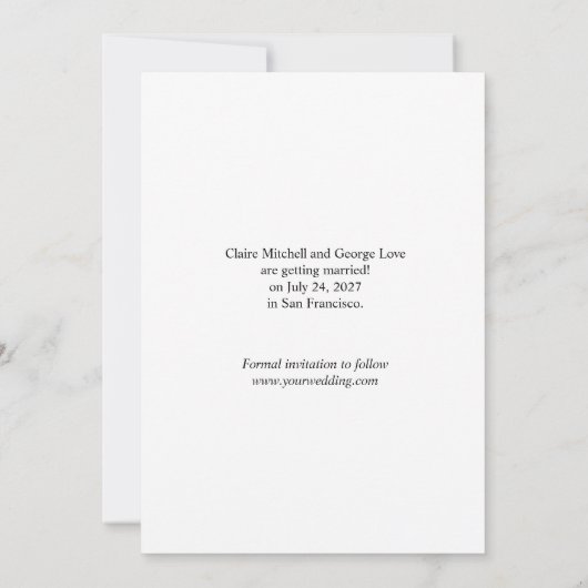 Minimalistisch Script Zwart-wit 2 foto's Save The Date (Achterkant)
