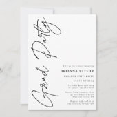 Minimalistisch Script Zwart Wit Afstudeerfeest Kaart (Voorkant)