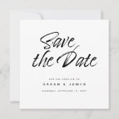 Minimalistisch script zwart-wit bruiloft save the date (Voorkant)