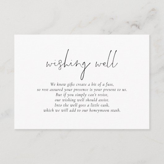 Minimalistisch Script Zwart Wit Bruiloft Wishing W Informatiekaartje (Voorkant)