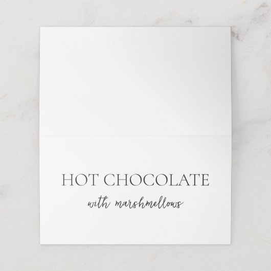 Minimalistisch Script Zwart-wit Buffet Voedsel Plaatskaartje (Buitenkant ongevouwen)