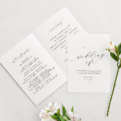 Minimalistisch Script Zwart & Wit Gevouwen Bruilof Programma