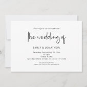 Minimalistisch script zwart-wit QR-code bruiloft Kaart (Voorkant)