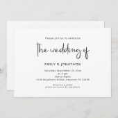 Minimalistisch script zwart-wit QR-code bruiloft Kaart (Voorkant / Achterkant)