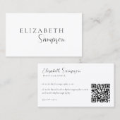 Minimalistisch script zwart-wit QR-code Visitekaartje (Voorkant / Achterkant)