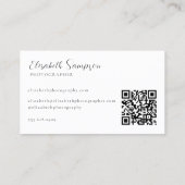 Minimalistisch script zwart-wit QR-code Visitekaartje (Achterkant)