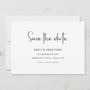 Minimalistisch Script Zwart Wit QR Sla de datum op Save The Date