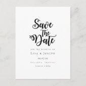 Minimalistisch script zwart-wit save the date aankondigingskaart (Voorkant)