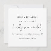 Minimalistisch script Zwart Wit Sla de datum op Notitiekaartje (Voorkant)