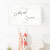 Minimalistisch Script Zwart Wit Trouw Welkom Spandoek (Insitu)