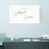 Minimalistisch Script Zwart Wit Trouw Welkom Spandoek (Beurs)