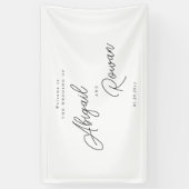 Minimalistisch Script Zwart Wit Trouw Welkom Spandoek (Verticaal)