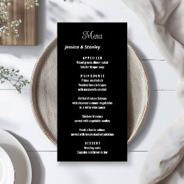 Minimalistisch script zwart-wit trouwmenu menu