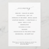 Minimalistisch Script Zwart & Wit Vlak Huwelijk Programmakaart (Achterkant)