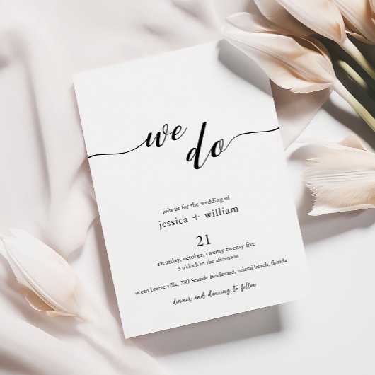 Minimalistisch Script Zwart-wit We Do Wedding Kaart