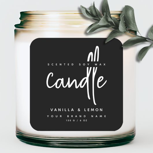 Minimalistisch script zwarte productlabel sticker