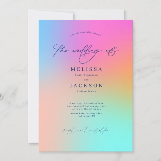 Minimalistisch scripted Ombre Wedding Invitation Kaart (Voorkant)