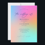 Minimalistisch scripted Ombre Wedding Invitation Kaart<br><div class="desc">Minimalistisch,  geschreven vibrant ombre rainbow Wedding design</div>