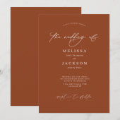 Minimalistisch scripted Terracotta Wedding Kaart (Voorkant / Achterkant)