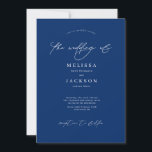 Minimalistisch scripting Blue Wedding Invitation Kaart<br><div class="desc">Minimalistisch geschrift blauw huwelijk</div>