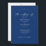 Minimalistisch scripting Blue Wedding Invitation Kaart<br><div class="desc">Minimalistisch geschrift blauw huwelijk</div>