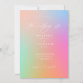 Minimalistisch scripting Bright Ombre Rainbow Wedd Kaart (Voorkant)