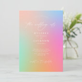 Minimalistisch scripting Bright Ombre Rainbow Wedd Kaart (Staand voorkant)