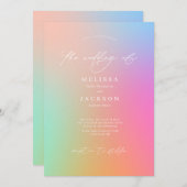 Minimalistisch scripting Bright Ombre Rainbow Wedd Kaart (Voorkant / Achterkant)