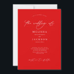 Minimalistisch scripting Red Wedding Invitation Kaart<br><div class="desc">Minimalistisch,  gescripte,  levendige rode bruiloft</div>