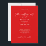 Minimalistisch scripting Red Wedding Invitation Kaart<br><div class="desc">Minimalistisch,  gescripte,  levendige rode bruiloft</div>