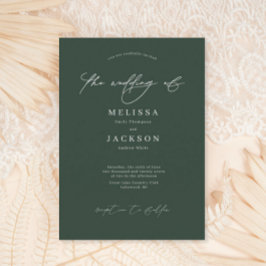 Minimalistisch scripting Sage Green Wedding Invita Kaart