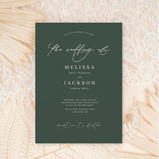 Minimalistisch scripting Sage Green Wedding Invita Kaart