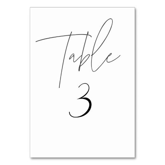 Minimalistisch scripttabelnummer kaart (Voorkant)