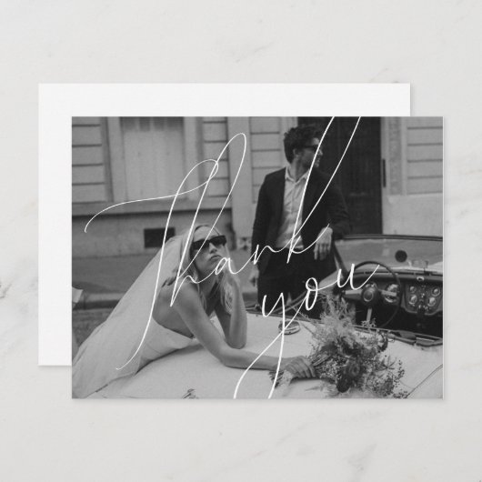 Minimalistisch scriptweddenschap Dank u Briefkaart (Voorkant / Achterkant)