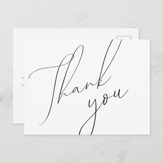 Minimalistisch scriptweddenschap Dank u Briefkaart (Voorkant / Achterkant)